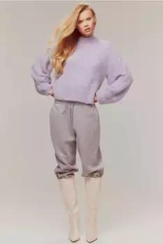 Свитер с объемными рукавами H&M, фиолетовый