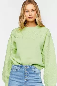 Свитер с объемными рукавами и вязаный топ Forever 21, зеленый