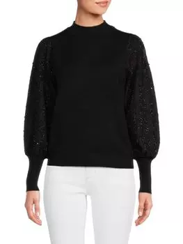 Свитер с объемными рукавами металлик Nanette Nanette Lepore, цвет Very Black