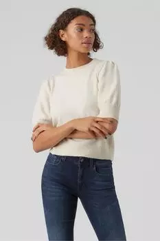 Свитер с объемными рукавами Vero Moda, бежевый