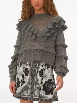 Свитер с оборками FARM Rio, серый