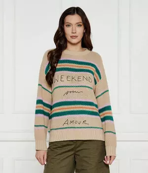 Свитер с открытым воротом Oversize fit Weekend Max Mara, желтый