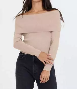 Свитер с открытыми плечами цвета овсянки и вереска Vintage Havana, цвет heather oatmeal