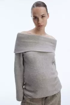 Свитер с открытыми плечами для мамы H&M, бежевый