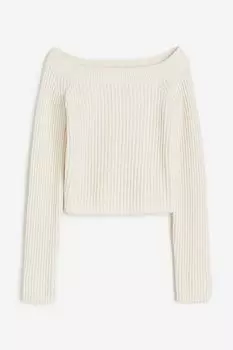 Свитер с открытыми плечами H&M Off The Shoulder, светло-бежевый