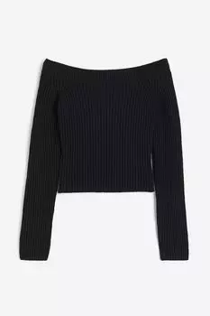 Свитер с открытыми плечами H&M Off The Shoulder, черный