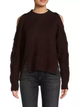 Свитер с открытыми плечами и высоким низким вырезом Dkny, бордо