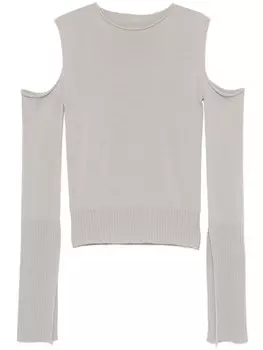 Свитер с открытыми плечами Rick Owens, серый