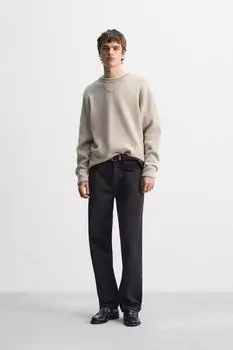 Свитер с отложными деталями ZARA, бежевый
