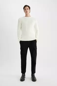 Свитер с овальным вырезом DeFacto, белый