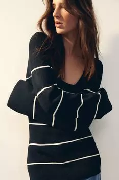Свитер с овальным вырезом H&M, черный