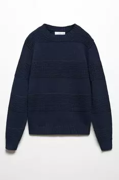 Свитер с овальным вырезом и рельефом Отто Mango, синий