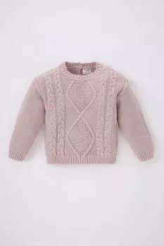 Свитер с овальным вырезом и узором «восьмерка» Defacto, сиреневый