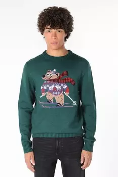 Свитер с овальным вырезом и узором Colin'S, зеленый