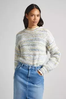 Свитер с овальным вырезом и заниженными рукавами Pepe Jeans London, белый