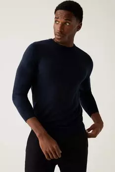 Свитер с овальным вырезом Marks & Spencer, синий