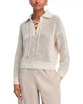 Свитер с пайетками и ажурной шнуровкой - эксклюзив AQUA, коричневый/бежевый