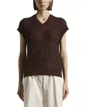 Свитер с пайетками Peserico, коричневый