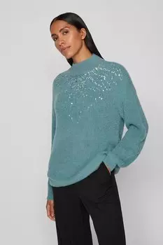 Свитер с пайетками Vila, зеленый