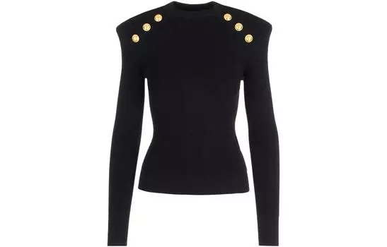 Свитер с подплечниками BALMAIN, черный