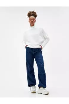 Свитер с полуводолазкой и трикотажем в рубчик с рукавами «летучая мышь» Koton, экрю