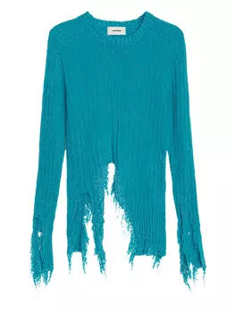 Свитер с потертой отделкой A Paper Kid, синий