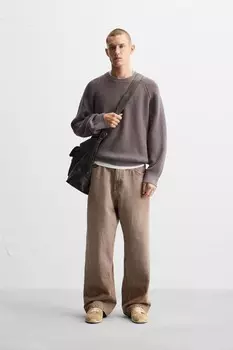 Свитер с принтом-брызгом ZARA, серый