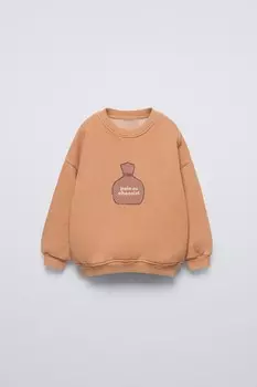 Свитер с принтом garment dye ZARA, кирпич