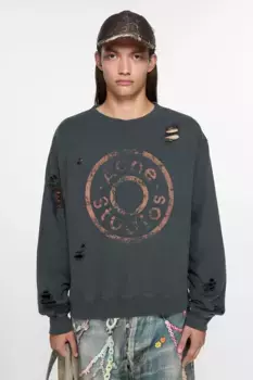 Свитер с принтом логотипа Acne Studios, Black melange