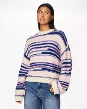 Свитер с принтом Pieces, темно-синий