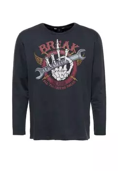 Свитер с принтом спереди и эффектом энзимной стирки Break KING KEROSIN, антарцитовый