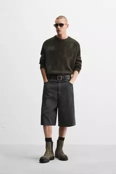 Свитер с принтом ZARA, коричневый