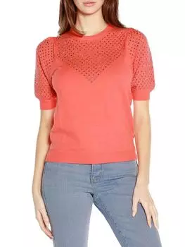 Свитер с пышными рукавами и украшением Belldini, цвет Coral Crush