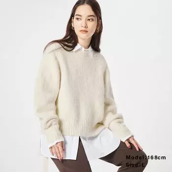 Свитер с разрезом сзади и пайетками PLST, белый