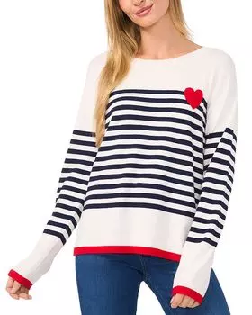Свитер с рисунком в виде сердца в полоску от моряка CeCe, белый