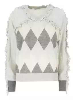Свитер с ромбовидным узором и отделкой рюшами Ballantyne, серый