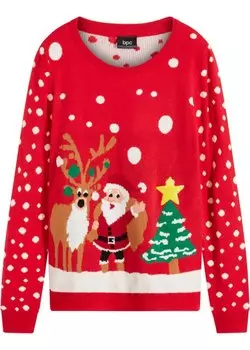 Свитер с рождественскими мотивами Bpc Bonprix Collection, красный