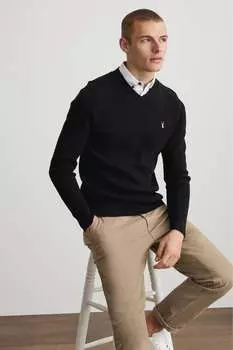 Свитер с рубашечным воротником Next, черный