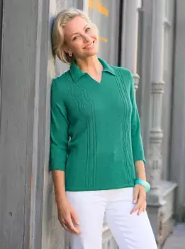 Свитер с рукавом 3/4 Classic Basics "Пуловер", изумрудный