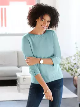 Свитер с рукавом 3/4 Classic Basics "Пуловер", цвет Aqua