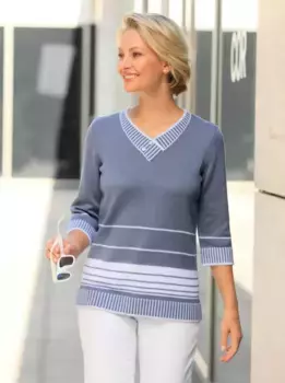 Свитер с рукавом 3/4 Classic Basics "Пуловер", цвет Taubenblau-Wei-Gestreift