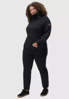 Свитер с шалевым воротником Ragwear "Angell Plus", мягкий женский свитер с воротником-дымоходом, черный