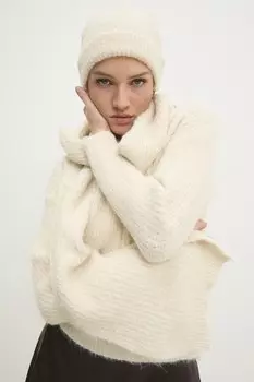 Свитер с шерстью + шарф и шапка Answear.Lab, бежевый