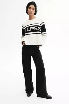 Свитер с текстовым мотивом H&M, бежевый