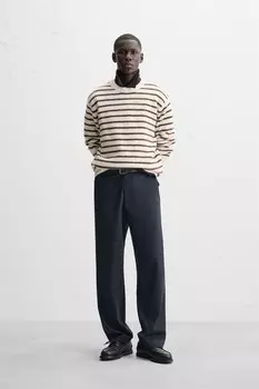 Свитер с текстурными полосами ZARA, экрю/бежевый