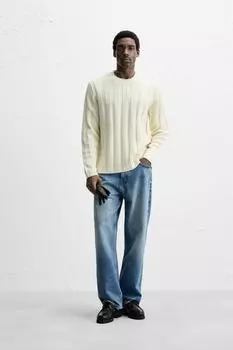 Свитер с текстурой в рубчик ZARA, экрю