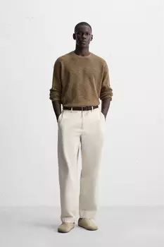 Свитер с текстурой в рустовом стиле ZARA, коричневый
