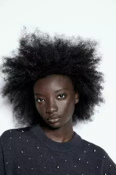 Свитер с украшениями H&M, серый