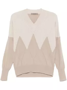 Свитер с узором аргайл D.Exterior, нейтральный цвет