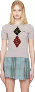 Свитер с узором «аргайл» серо-коричневого цвета Vivienne Westwood